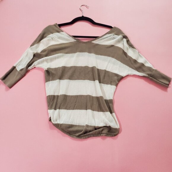 ✨ Express Knit Knitted Striped Short Sleeve Sweater Shirt ✨ - Picture 3 of 4